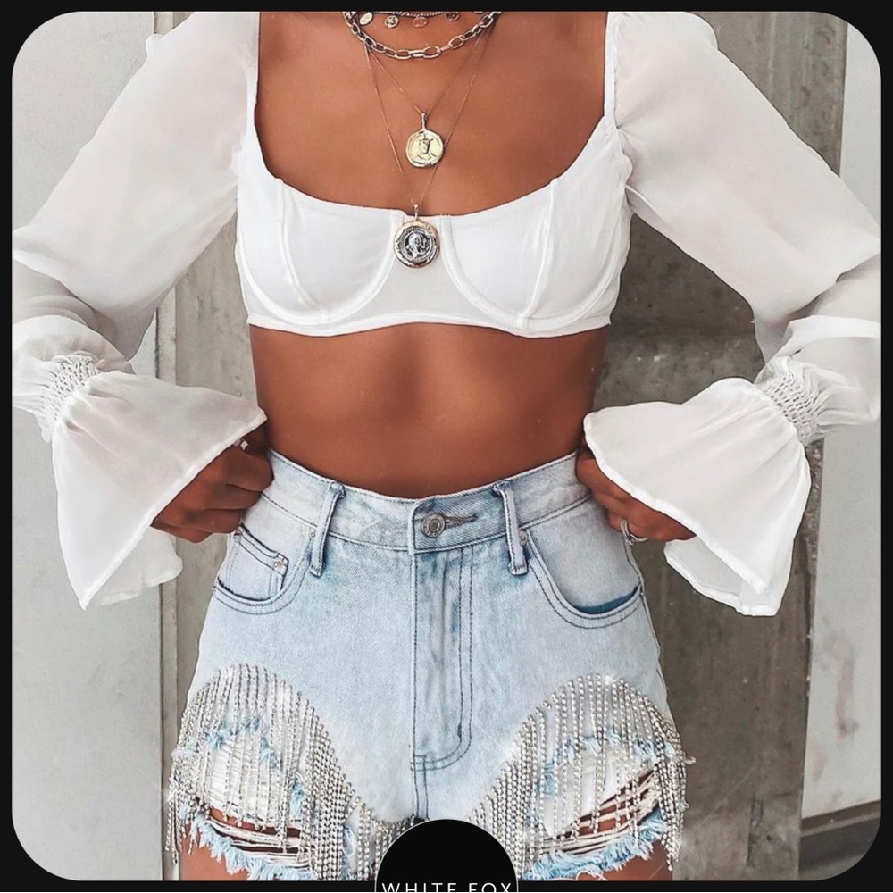 WHITE FOX SHEER PROTECTION CROP TOP